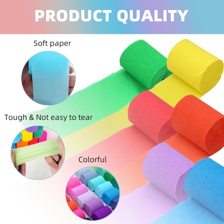 Set 30 Role Hârtie Creponată Colorată (Serpentine Decorative pentru Nuntă, Aniversare, Crăciun), Dimensiune 5 cm x 10 m per Rolă, 30 de Nuanțe Vii - Img 6