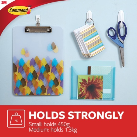 Set 6 Cârlige Adezive Decorative Medium Command 3M, Culoare Alb, Capacitate Susținere 1.3 kg / cârlig (Total 9 Benzi adezive incluse), Montare Fără Găurire - Img 17