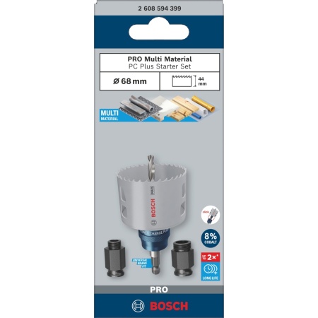 Set Bosch Professional 2608594399, carota 68 mm MultiMat + adaptor Power Change+ - Img 2
