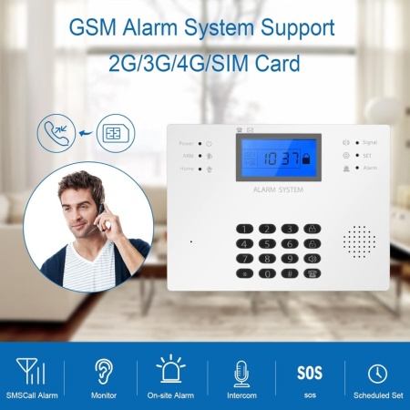 Sistem de alarma 4G din 17 piese, telecomandă fara fir prin apel/SMS cu alarma sirena 120DB, senzor de usa, senzor anti-animale de companie pentru casa, apartament, garaj - Img 7
