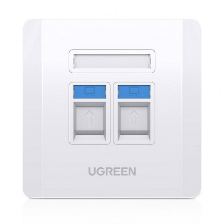 Socket perete dual Ugreen internet LAN telephone RJ45 / RJ11 white (80182 NW144)