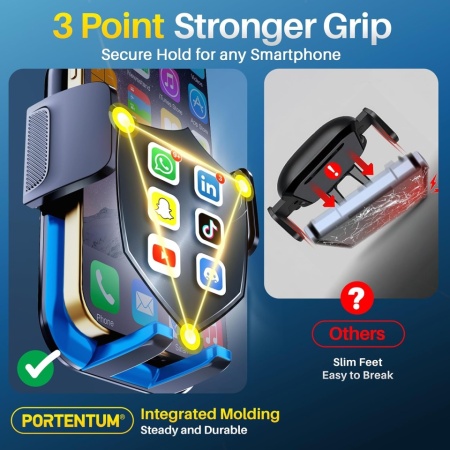 Suport Auto pentru Telefon cu Montare pe Grila de Ventilație – Versiunea Nouă 2026, Sistem de Blocare Triplu cu Cârlig Metalic, Rotație 360°, Compatibil cu Telefoane 4 – 7.5 Inch - Img 4