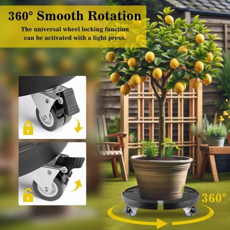 Suport Mobil Telescopic pentru Ghivece și Umbrele VIBINHO, Diametru Reglabil 38-50 cm, Capacitate 200 kg, Roți Pivotante la 360° cu Frână, Rezistent la Intemperii, Negru - Img 5
