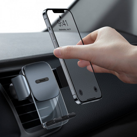 Suport telefon Baseus 2in1 cu prindere in fanta climatizare si pe bordul masinii, negru (SUYK000001) - Img 2