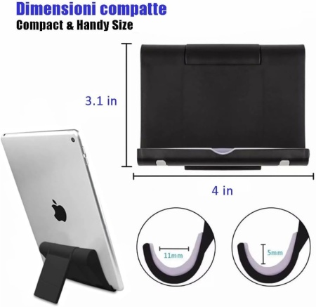 Suport Universal Negru pentru Telefon și Tabletă, Suport Reglabil și Pliabil de Birou sau Noptieră - Img 4