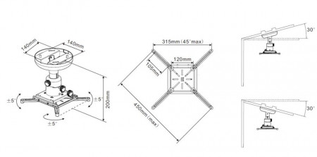 Suport videoproiector de tavan Multibrackets MB-0728, max 15 kg, alb - Img 2