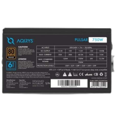Sursa Aqirys Pulsar 750W 80+ White cert - Img 12