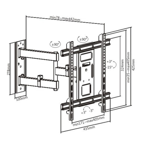 TV MOUNT SERIOUX TV61-443 32"-70" 50KG - Img 12