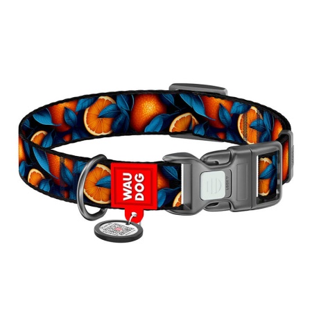 Zgarda din nailon cu cod QR pentru caini Waudog "Oranges", marimea XL - Img 2