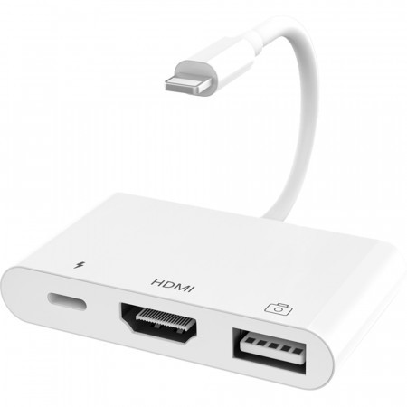 Adaptor 3 in 1 de la Lightning la HDMI, USB, Lightning