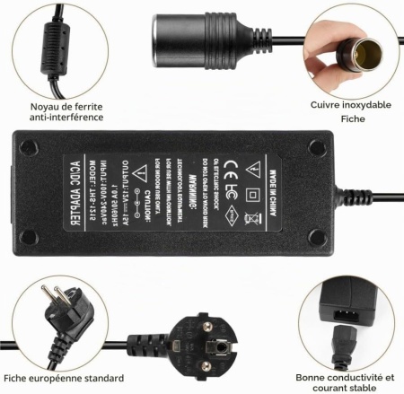 Adaptor Alimentare Auto 220V–240V la 12V 15A (180W), Convertor Tensiune AC-DC cu Mufă Tip Brichetă Auto, Redresor Stabilizat pentru Compresor Auto, Ladă Frigorifică, Aspirator Auto și Ventilator, Cablu UE Inclus - Img 8