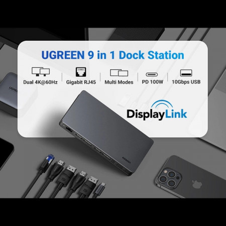 Adaptor multifunctional Ugreen CM615 USB-C - gri - Img 8