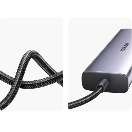 Adaptor Ugreen CM512 90568 USB-C - 2x USB-A 3.0 / HDMI / RJ45 / Cititor de carduri SD și TF / USB-C PD 100W - gri - Img 5