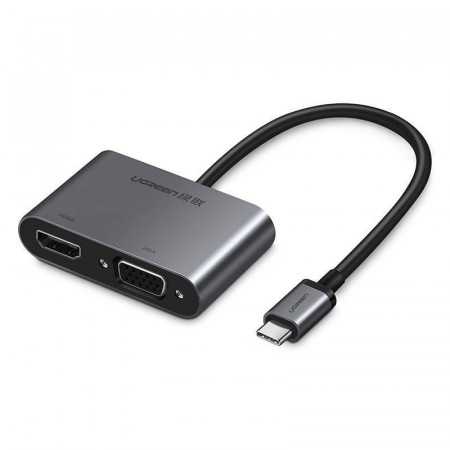 Adaptor UGREEN USB-C la VGA + HDMI 4K, 25cm (silver)