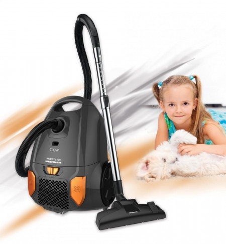 Aspirator cu sac Heinner HVC-MGRY1400-V2, 700 W, sac textil, 3 L, putere variabila, HEPA 12, tub telescopic metalic, Negru - Img 8
