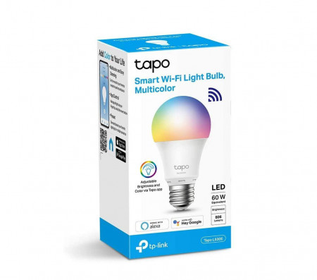 Bec LED RGB inteligent TP-Link Tapo L530E, Wi-Fi, E27, 8.7W (60W), 806 lm, lumina colorata, control vocal