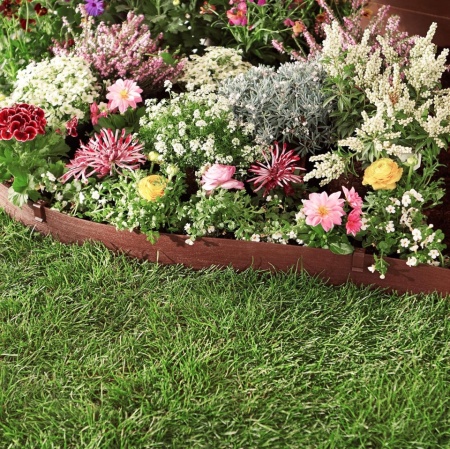 Bordură Flexibilă pentru Grădină Typec Home, Rolă 12.2 m x 12.7 cm (40 ft x 5 in), Textură Lemn Natural, 10 Țăruși de Fixare Inclusi, Maro - Img 6
