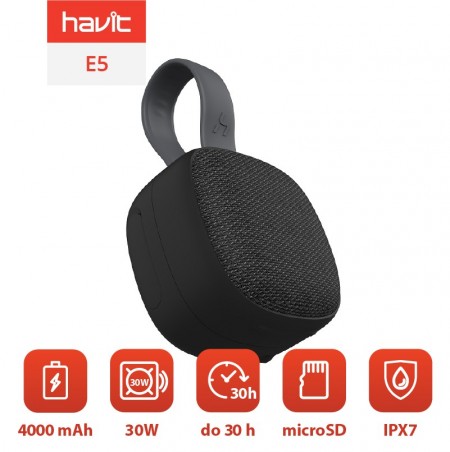 Boxe Bluetooth impermeabile E5 TWS cu IP7X, TWS, 4000mAh Power Bank , negru