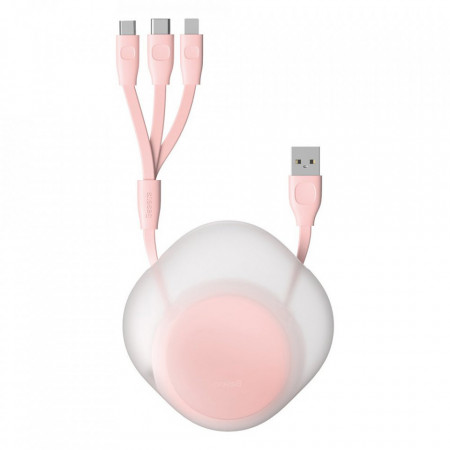 Cablu 3 in 1 Baseus Let''s go Little Reunion USB - micro USB / Lightning / USB Typ C cable 3 A 80 cm pink (CAMLT-TY24)