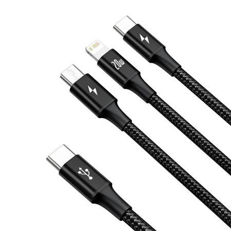 Cablu 3-in-1 Baseus Rapid Series USB-C pentru M+L+T 20W 1,5m Negru - Img 8
