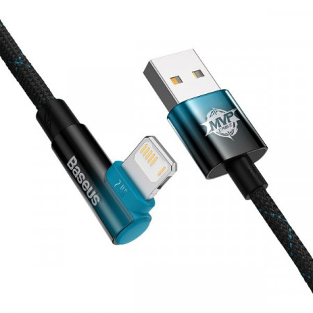 Cablu 90 Baseus MVP 2 cu cot cu USB lateral / mufa Lightning 1m 2.4A albastru (CAVP000021) - Img 3