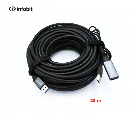 Cablu activ USB 3.0 de extensie AM/AF, Infobit iCable-USB-ACC25, 5Gbps, 25 m