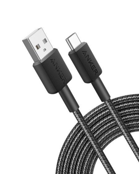 Cablu alimentare si date Anker, USB-A (T) la USB Type-C (T), 1.8m rata transfer 480 Mbps, invelis nylon, braided, Negru, "A81H6G11" - Img 5