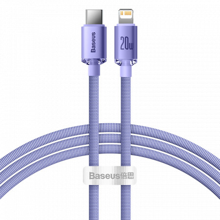 Cablu Baseus Crystal Shine USB-C la Lightning, 20W, PD, 1,2 m (violet) - Img 2