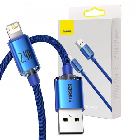Cablu Baseus Crystal Shine USB la Lightning, 2,4 A, 2 m (albastru)