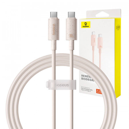 Cablu cu incarcare rapida Baseus USB-C la USB-C Seria Habitat 1m 100W (roz)