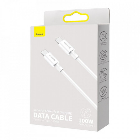 Cablu de date Baseus Superior USB Type C - USB Type C Quick Charge / Power Delivery / FCP 100W 5A 20V 1m white (CATYS-B02) - Img 4
