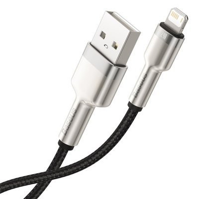 Cablu de date metalic Baseus Cafule Series USB - Lightning 2.4A 0,25 m negru - Img 3
