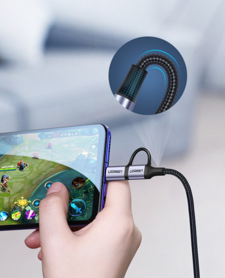 Cablu de date UGREEN 2 in 1 USB la USB Type-C , micro USB 2.4A - 1m - Img 8
