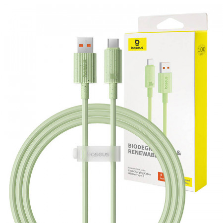 Cablu de incarcare rapida Baseus USB la USB-C Habitat Series 1m 100W (verde)