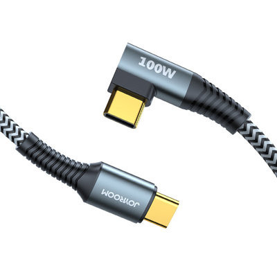 Cablu Joyroom cu unghi drept USB tip C - USB tip C Putere de livrare 100W 5A 1,5m gri (S-1550N12 CC gri)