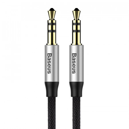 Cablu mini jack audio 3.5 mm AUX Baseus Yiven 1m , negru + argintiu