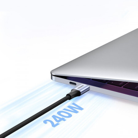Cablu PD Ugreen US535 USB-C / USB-C 240W 5A 1m - gri - Img 3