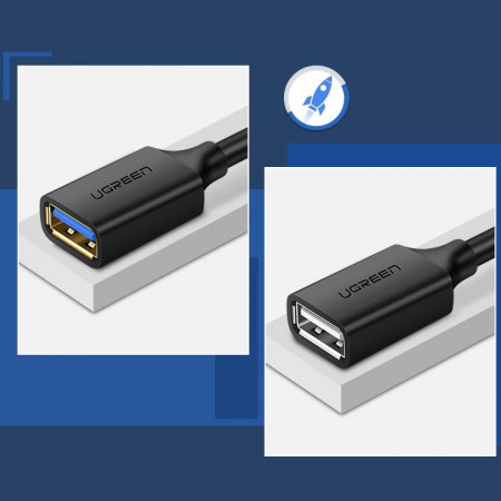 Cablu prelungire Ugreen USB 3.0 (female) - USB 3.0 (male) 1m black (10368) - Img 4