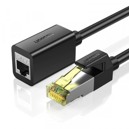 Cablu prelungitor Ugreen Ethernet RJ45 Cat 7 10000 Mbps / 10 Gbps cablu internet 2 m negru (NW148)