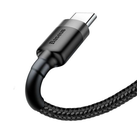 Cablu Type C , QC3.0 , 2.4A , 2M, BASEUS Cafule Durable Nylon, negru+gri - Img 2