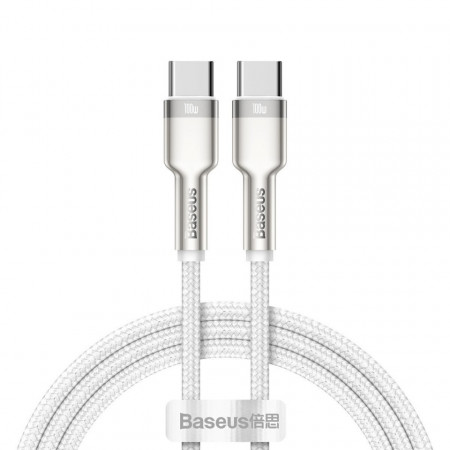 Cablu USB-C la USB-C Baseus Cafule, 100W, 1m (alb)