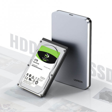 Carcasa hardisk extern Ugreen 2.5 '' SATA 3.0 6Gbps gray + cablu USB - USB Type C 0.5m (CM300) - Img 8