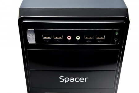 Carcasa Spacer, New Mercury, ventilor 12cm, HD audio, ATX Mid-Tower,sursa 500W Black - Img 8