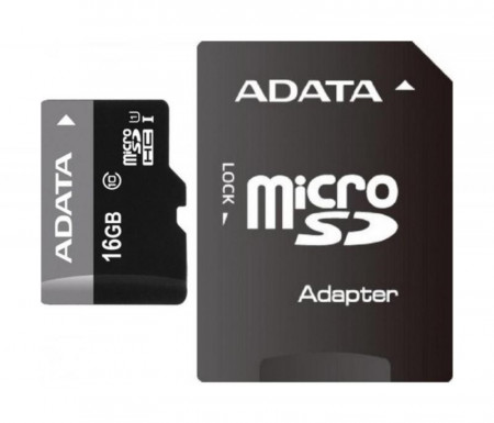 Card de memorie Adata microSDHC AUSDH16GUICL10-RA1, 16GB, Clasa 10 + adaptor SD