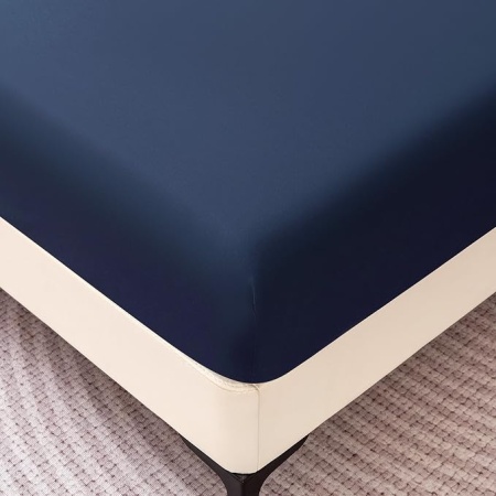Cearșaf de pat Typec Home cu elastic King (180x200 cm), buzunar adânc 35 cm, microfibră moale și respirabilă, rezistent și fără șifonare, Albastru Marin - Img 7