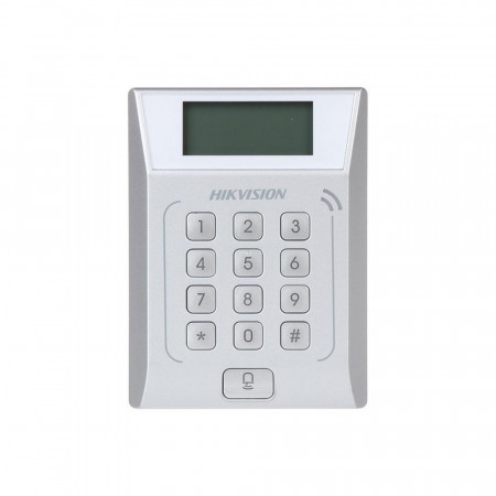 Cititor de proximitate cu tastatura IP Hikvision DS-K1T802E, PIN/card, EM, 3.000 carduri, 10.000 evenimente