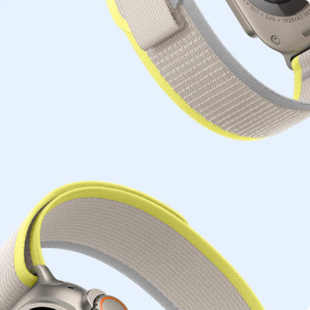 Curea sport Velcro pentru Apple Watch 8 / 7 / 6 / SE / 5 / 4 / 3 / 2 / 1 (38, 40, 41 mm) Curea Dux Ducis Versiune YJ - Galben-Bej - Img 4