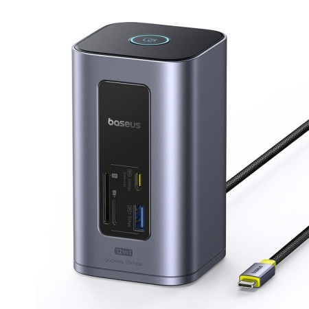 DOCKING STATION Baseus Spacemate RD1 12 in 1, input USB Type-C, output 2xHDMI 4K@60Hz, 2xUSB-C (10Gbps), 2xUSB-A (5Gbps), 2xUSB, 1xRJ45, card reader SD/micro SD, 1XUSB-C (PD), gri - Img 3