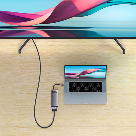 Docking Station HUB 6 in 1 USB Type C - 1 x HDMI / 3 x USB 3.2 Gen. 1/1 x Power Delivery / 1 x VGA gray (WKWG030013) - Img 4