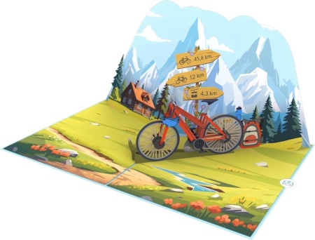 Felicitare 3D Pop-Up MOKIO – Ciclism Montan / Mountain Bike, Card Cadou cu Efect Surpriză, Dimensiune 20 x 15 cm, Include Plic Asortat - Img 3